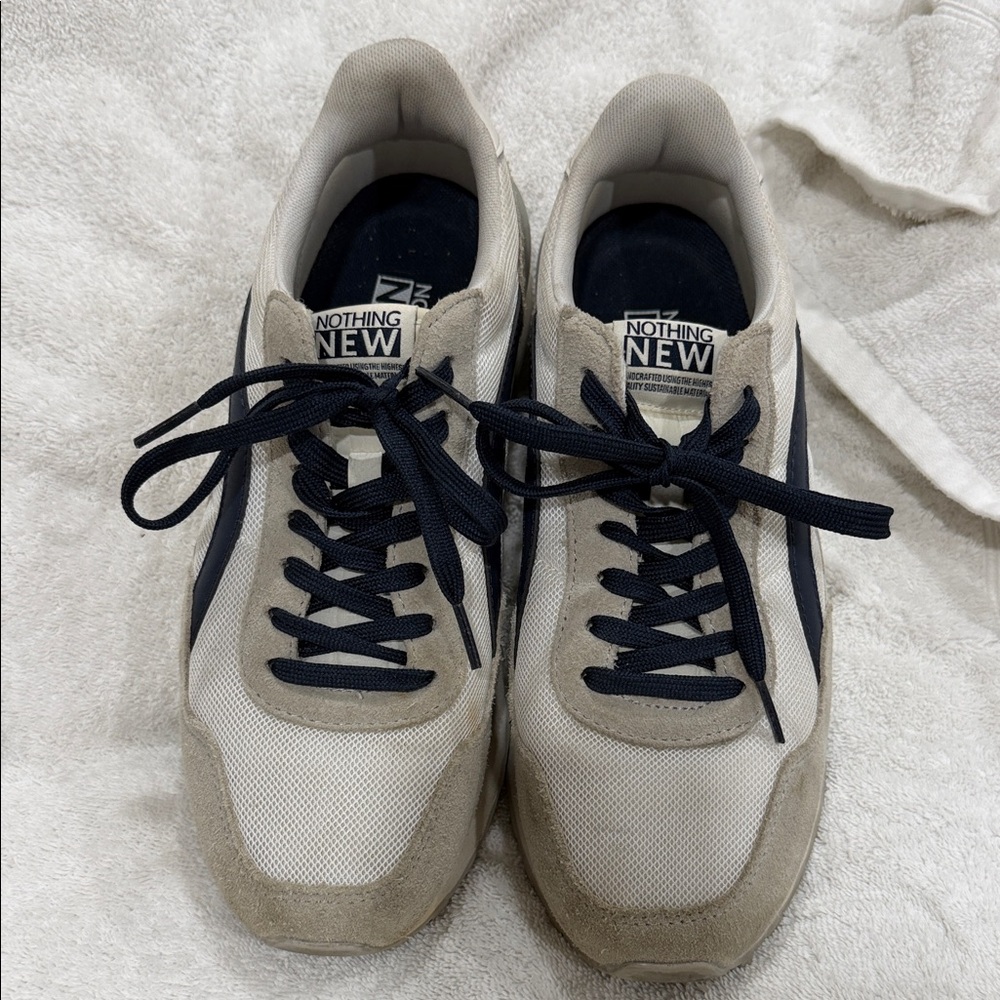 Nothing New Men's/Women’s Beige Sneakers with Navy Accents